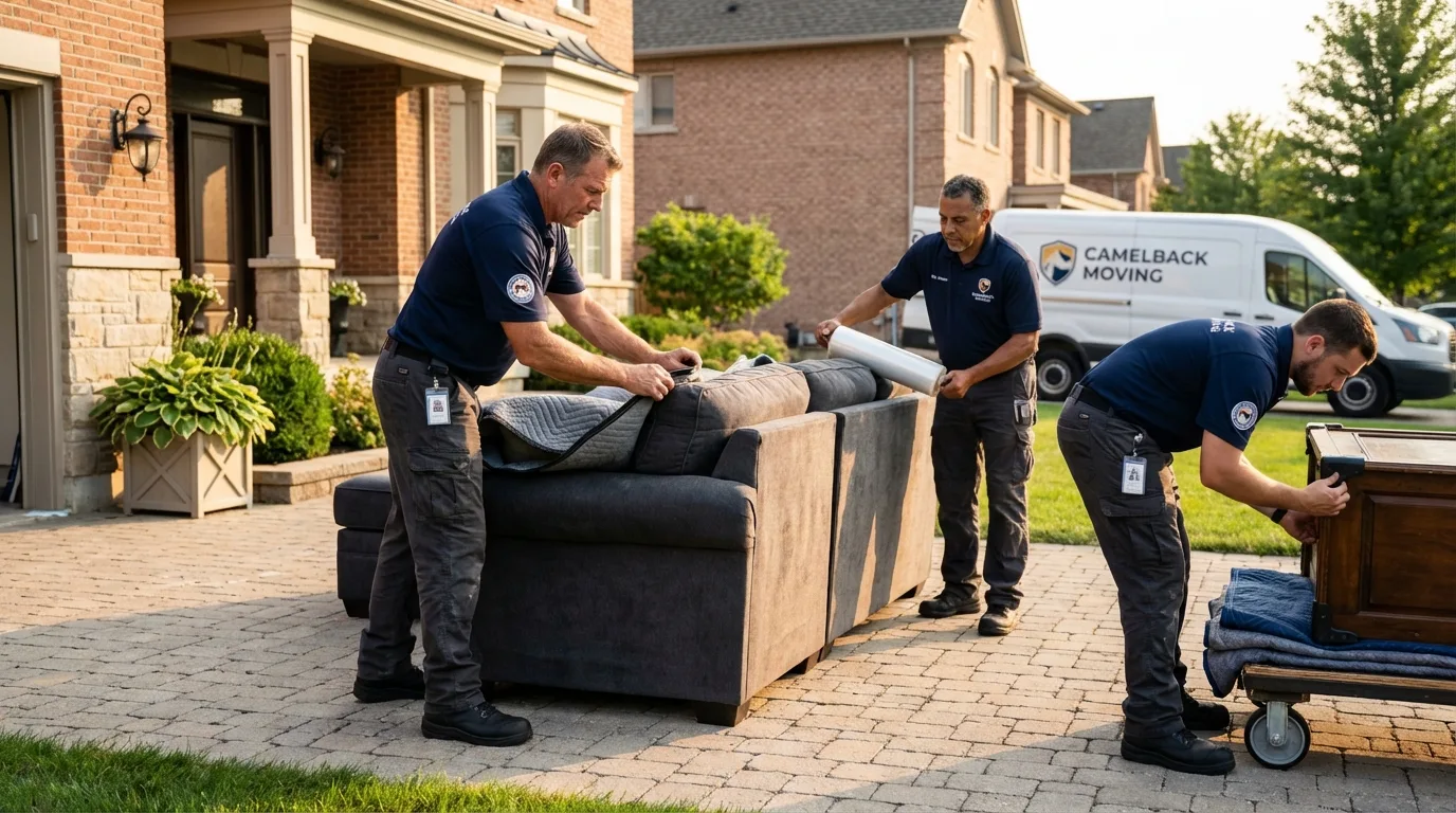 Large estate moving crew wrapping furniture in Albion, PA